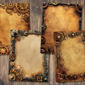 Steampunk Borders Digital Papers, Scrapbook Kit, Industrial Printable ...
