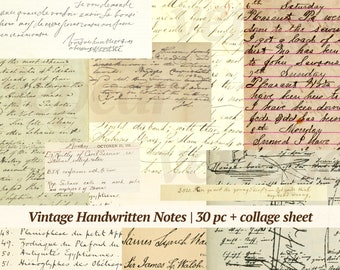 Alte handgeschriebene Notizen | druckbare Ephemera | vintage Buchstaben | antikes Papierpaket | digitale Handschrift | Junk Journal Lieferungen, scrapbook