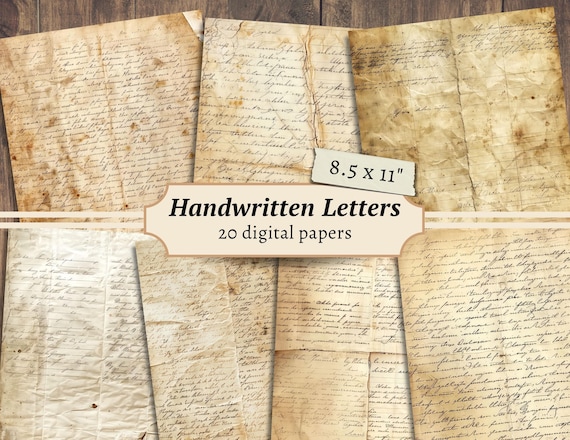 Handwritten Letters Digital Papers, Neutral Scrapbook Kit, Handwriting Printable, Junk Journal Page, Vintage Ephemera, Collage Sheet, Cards