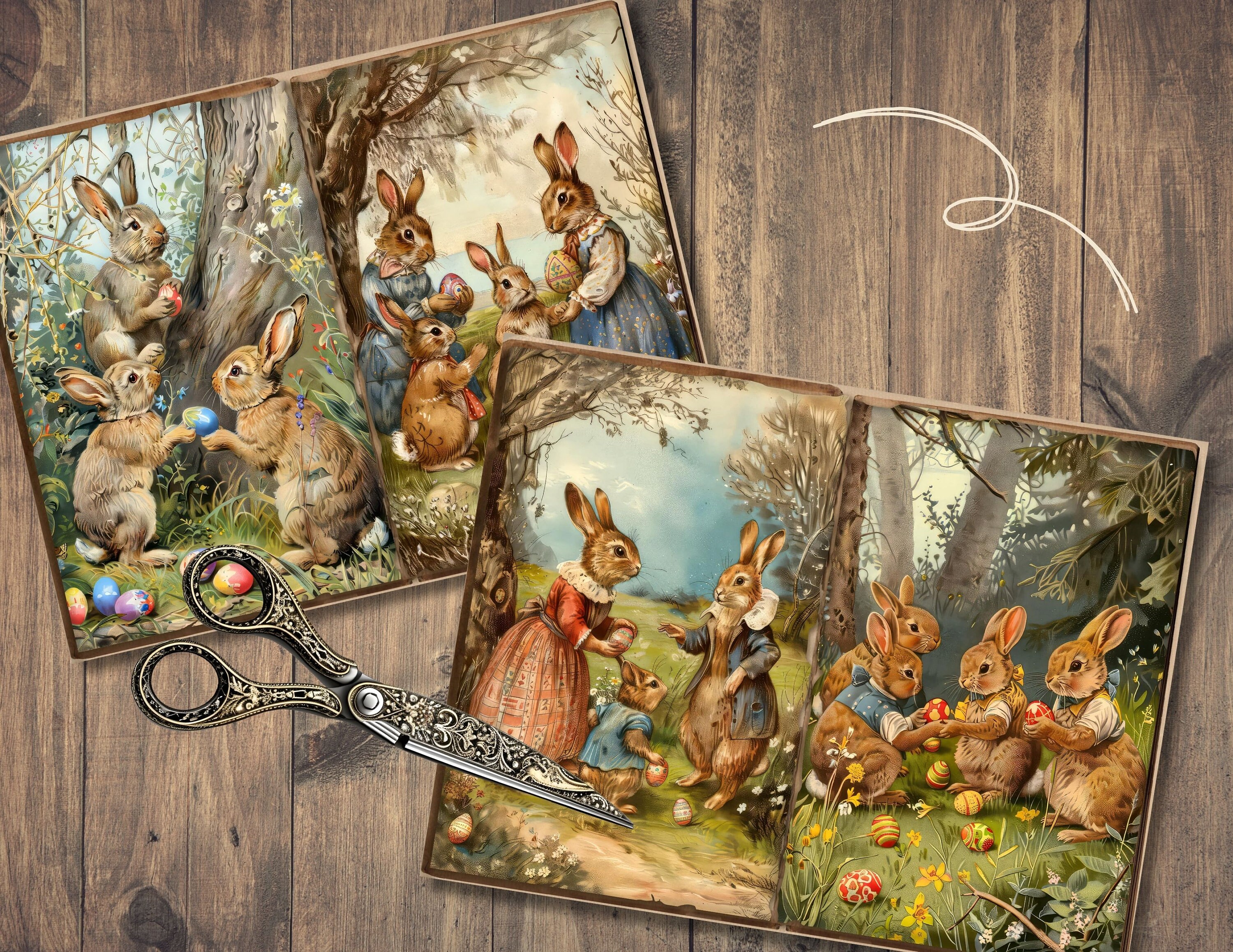 Easter Bunnies Junk Journal Pages, Digital Scrapbook, Floral Paper Kit ...