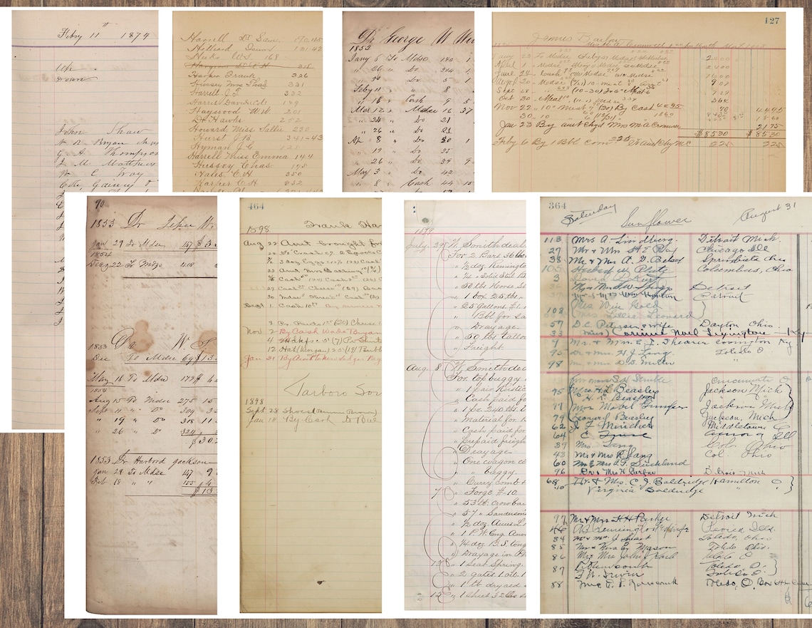 Vintage Ledger Pages | 22 Pc | Printable Antique Junk Journal Paper ...