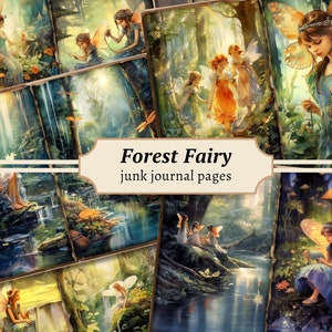 Forest Fairy Junk Journal Pages, Digital Scrapbook Paper Kit, Fantasy Printable, Enchanted Collage Sheet, Whimsical Ephemera, Magic Download