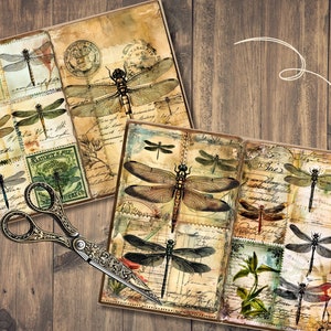 Dragonfly Junk Journal Pages, Digital Scrapbook Paper Kit, Dragonfly ...