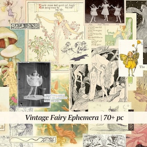 Vintage Fee Ephemera | 70+ Stück | druckbares Feen Kit | digitales Junk Journal Collage Blatt | alte antike Märchen-Packung | Sirenen Sammelalbum