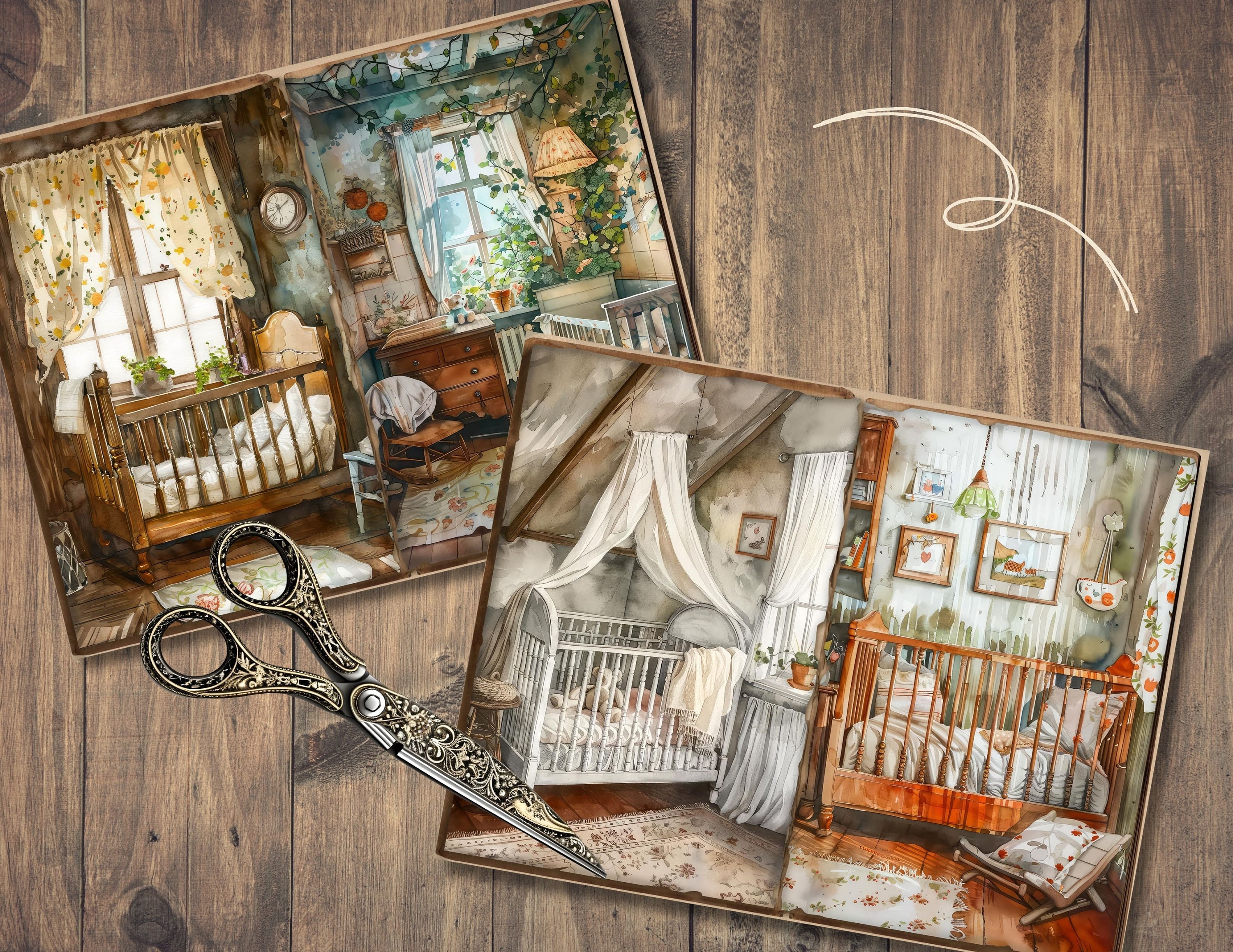 Cozy Nursery Junk Journal Pages, Digital Scrapbook Paper Kit, Newborn ...