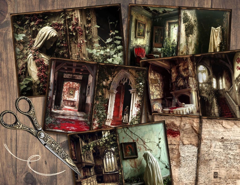 Ashmoor Manor Junk Journal Kit, Digital Gothic Scrapbook Paper, Haunted ...