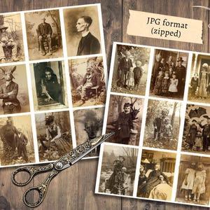 Griezelige foto's, afdrukbare rare ephemera, vintage junkjournal, digitale plakboekkit, griezelig collageblad, grimoire-horror, gotische download afbeelding 2