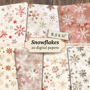 Carte digitali con fiocchi di neve, kit per album di ritagli con neve invernale, stampabili di Natale, pagina del diario di Natale, graziose effimere natalizie, foglio per la creazione di biglietti