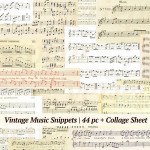 Extraits de partitions vintage | Éphémères imprimables, fournitures pour journaux indésirables, feuille de collage numérique, vieux papier de notes de musique, fond d'album