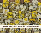 Tarot Card Deck Digital | all 78 cards | Rider Waite Smith | junk journal ephemera | spiritual, mystical stickers | incl card back pattern!