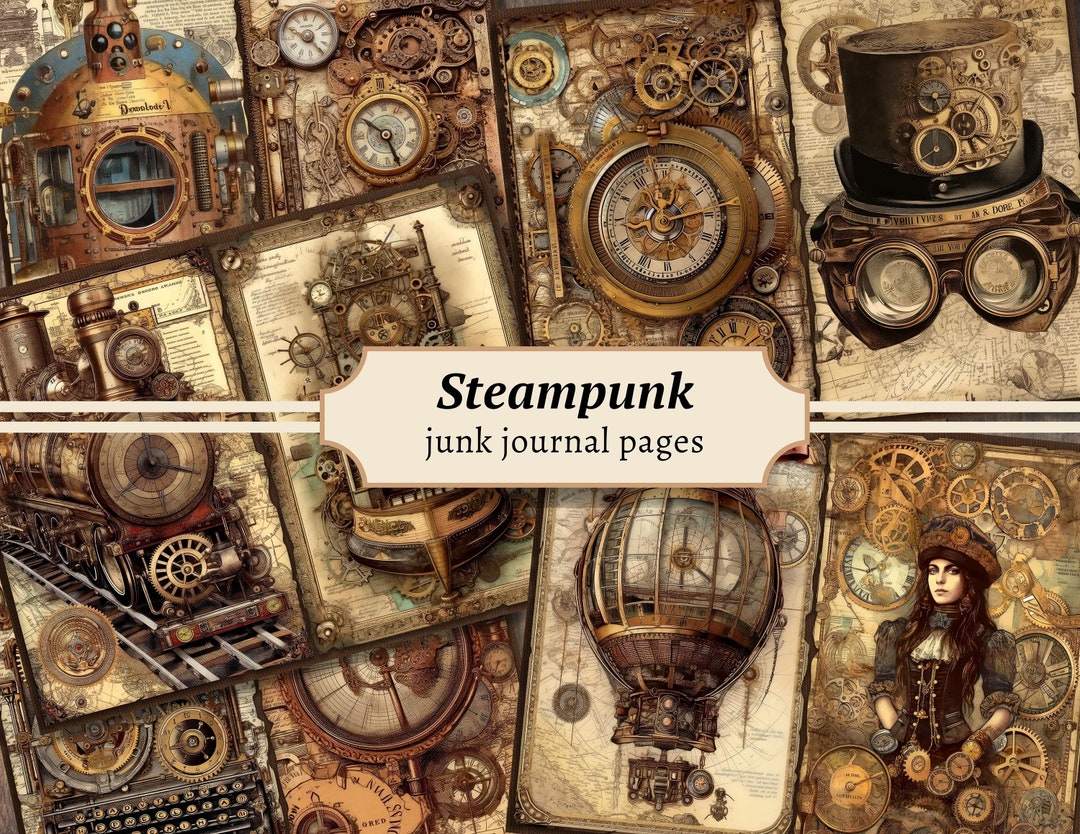 Steampunk Junk Journal Pages, Digital Industrial Paper, Victorian ...