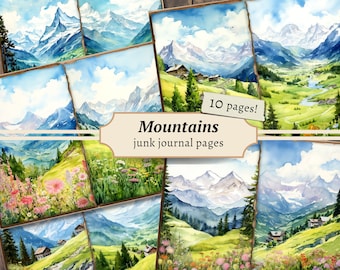 Berge Junk Journal, Natur, Landschaft, Natur, Natur, Natur, zum ausdrucken, Scrapbook Papier, Natur, Natur, Natur, Natur, Natur