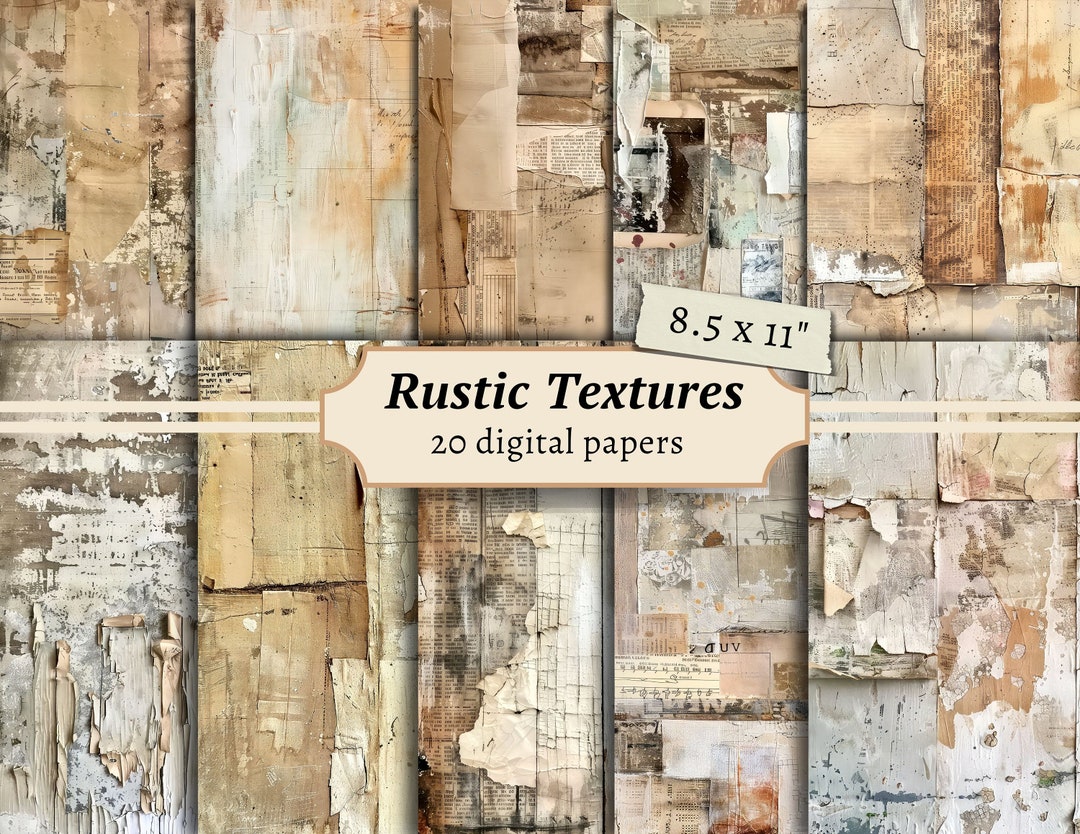 Rustic Ridge Paper Rustic Textures Digital Papers, Scrapbook Kit, Neutral Printable ...