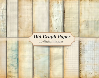 Vintage Graph Paper Digital, Distressed Junk Journal Pages, Scrapbook Background Kit, Antique Printable, Blank Collage Sheet, Old Ephemera