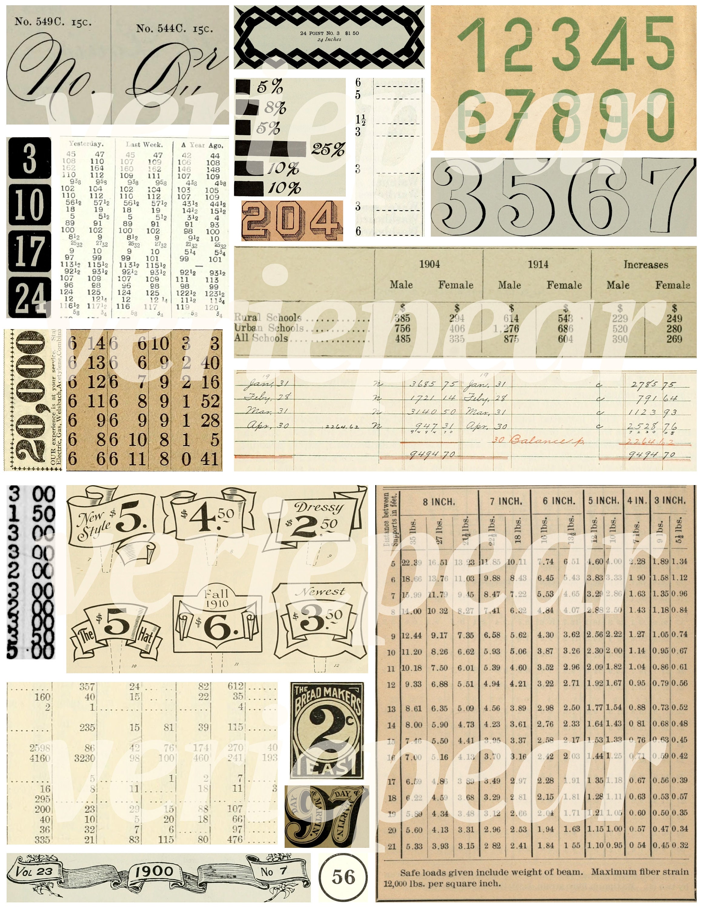 Vintage Letter & Number Printable Ephemera | 100+ Pc | Digital Junk ...