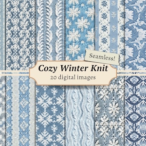 Winter Stricken Digitale Papiere, Scrapbook Hintergründe, Wolle zum ausdrucken, Nahtlose Muster, Gemütliches Stricken Junk Journal Seiten, Knitted Textures Kit