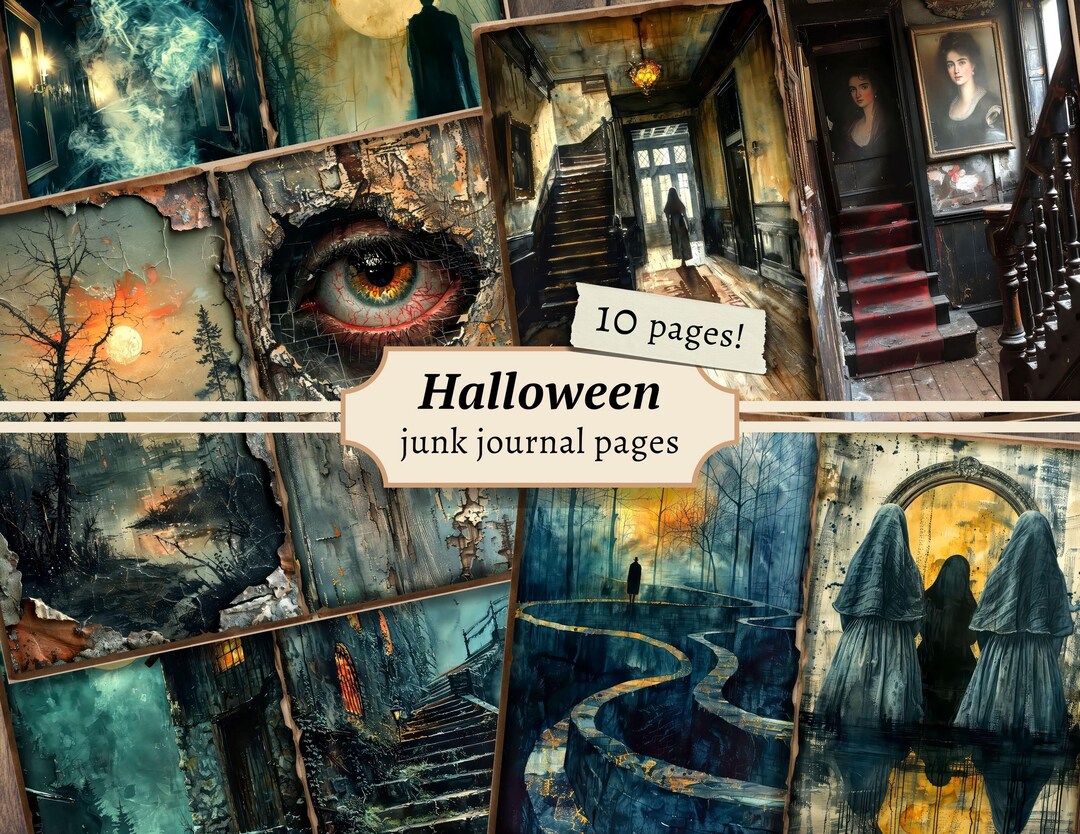 Halloween Junk Journal Pages, Digital Scrapbook, Grimoire Paper Kit ...