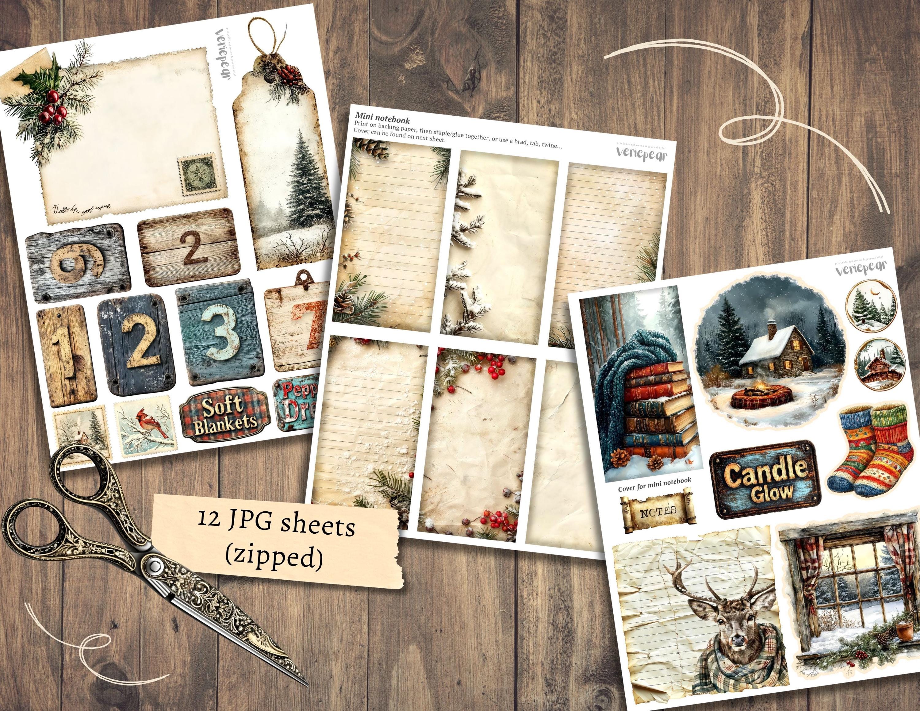 Cozy Winter Add on Junk Journal Kit, Digital Scrapbook Paper, Snow ...