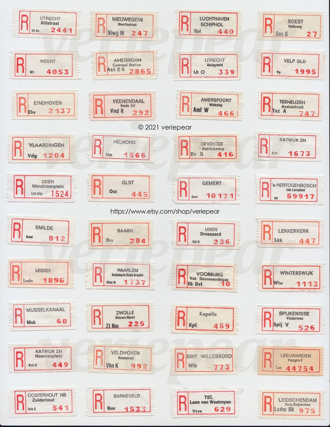 Vintage Registration Labels | 80x | Printable Postal Labels | Used ...
