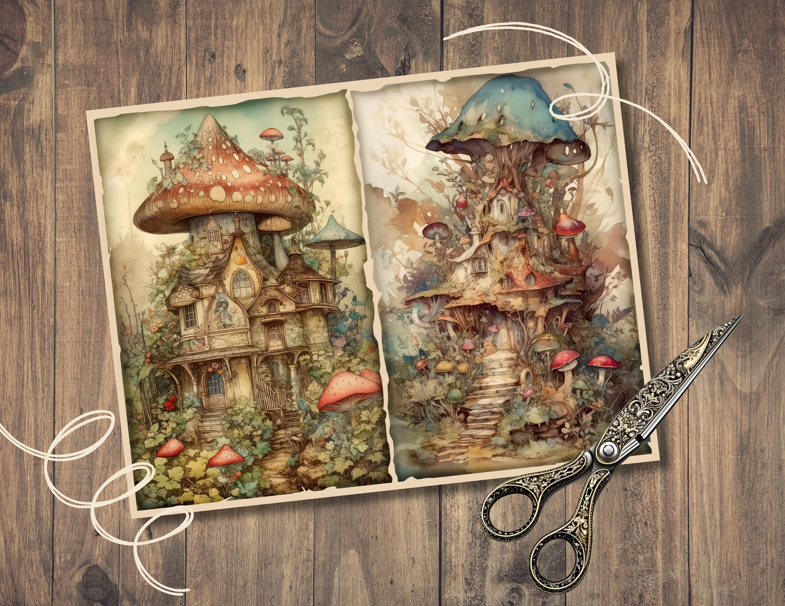 Fairy House Junk Journal Pages, Digital Fantasy Forest Scrapbook Paper ...