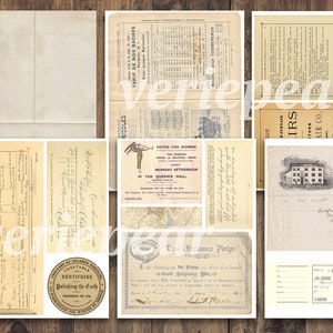 Vintage Junk Journal Ephemera Pack 50 Seiten ausdruckbare Collage Vorlage, digitales Scrapbook Kit, Ledger Seiten, Postkarten, handgeschriebene Briefe Bild 9