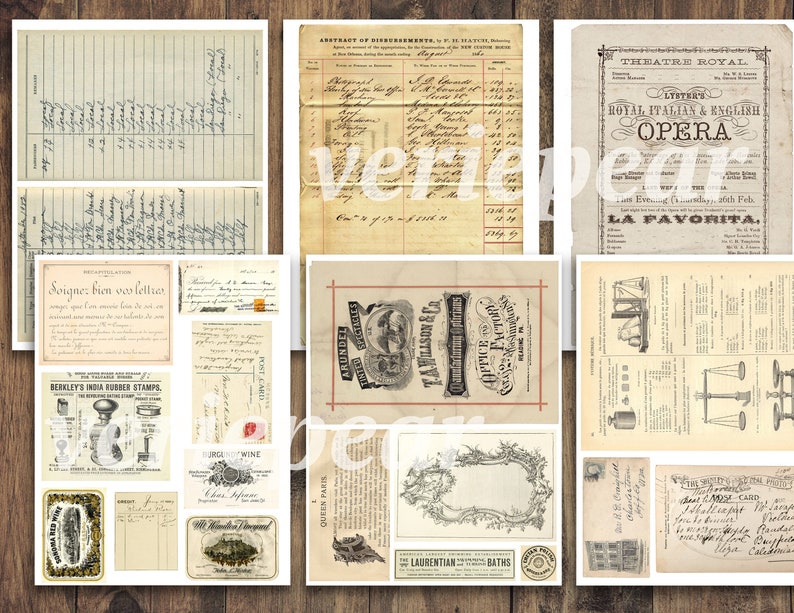 Vintage Junk Journal Ephemera Pack 50 Seiten ausdruckbare Collage Vorlage, digitales Scrapbook Kit, Ledger Seiten, Postkarten, handgeschriebene Briefe Bild 5