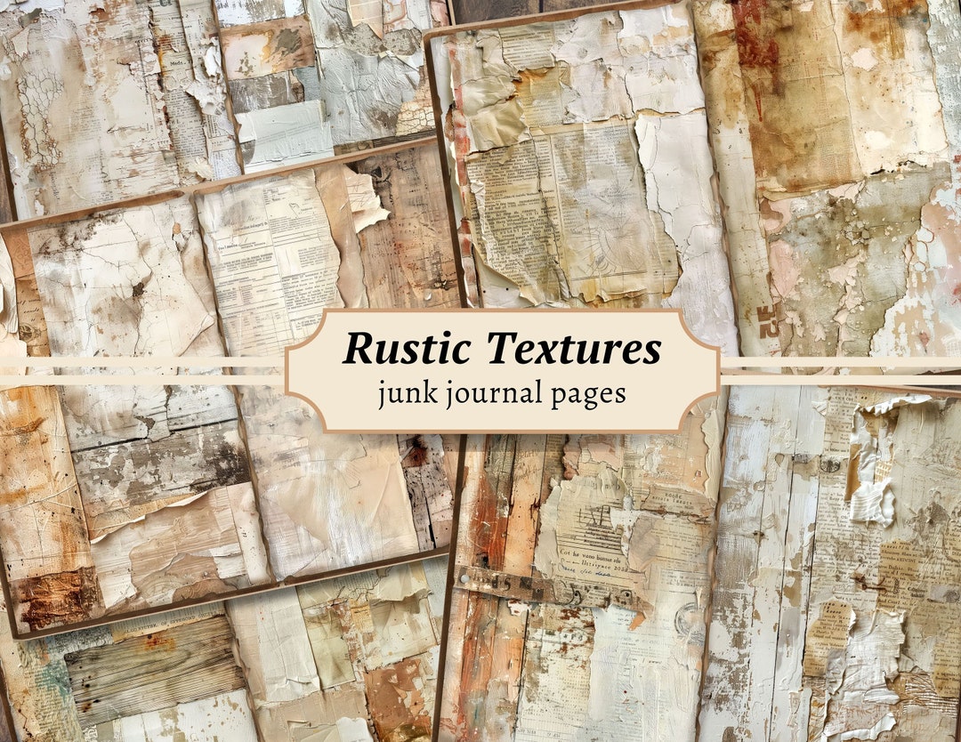 Rustic Textures Junk Journal Pages, Digital Scrapbook Paper Kit ...