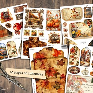 Autumn Junk Journal Kit, Digital Scrapbook Paper, Fall Printable ...