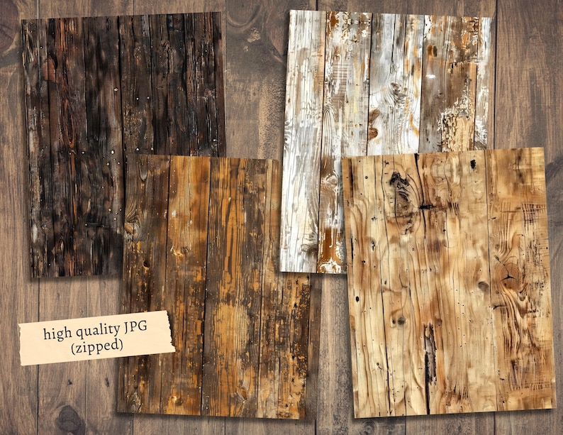 Wood Textures Digital Papers, Scrapbook Kit, Rustic Wooden Grain ...