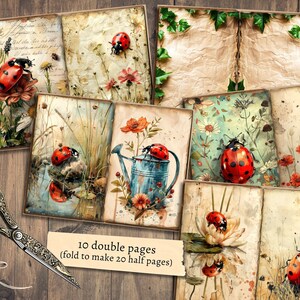 Ladybug Junk Journal Kit, Digital Scrapbook Paper, Ladybird Printable ...