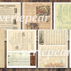Vintage Junk Journal Ephemera Pack 50 Seiten ausdruckbare Collage Vorlage, digitales Scrapbook Kit, Ledger Seiten, Postkarten, handgeschriebene Briefe Bild 3