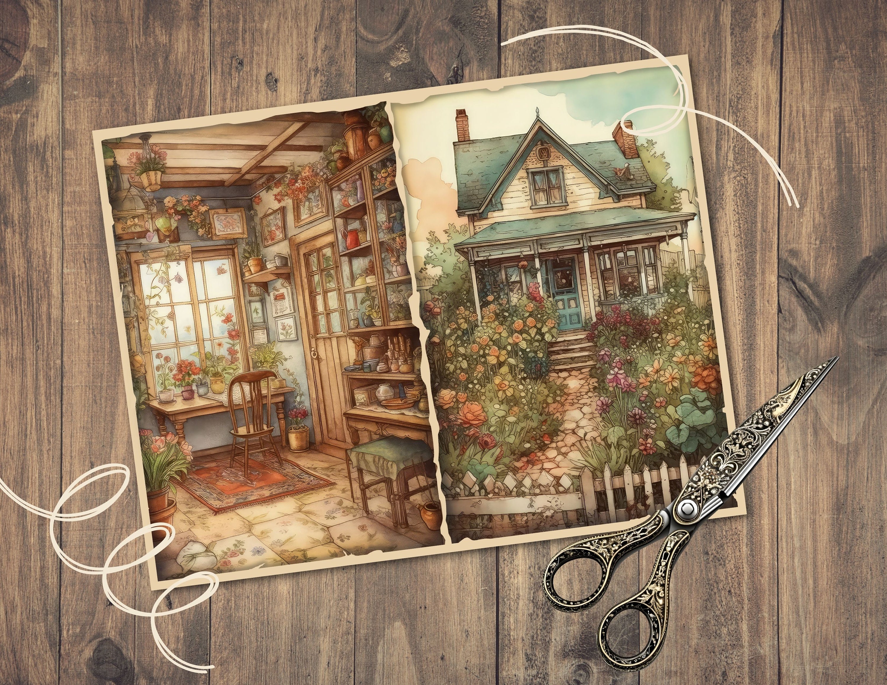 Cozy Cottage Junk Journal Pages, Digital Cottagecore Scrapbook Paper ...