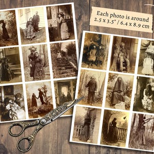 Griezelige foto's, afdrukbare rare ephemera, vintage junkjournal, digitale plakboekkit, griezelig collageblad, grimoire-horror, gotische download afbeelding 4