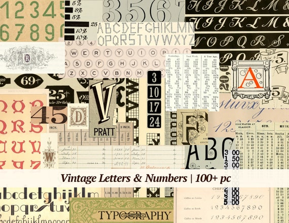 Junk Journal Words Numbers Labels Snippets Vintage Ephemera Pack Printable  Antique Paper Journaling Supplies Digital Collage Sheet 