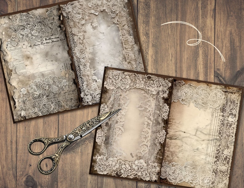 Vintage Lace Junk Journal Pages Digital Grunge Scrapbook - Etsy