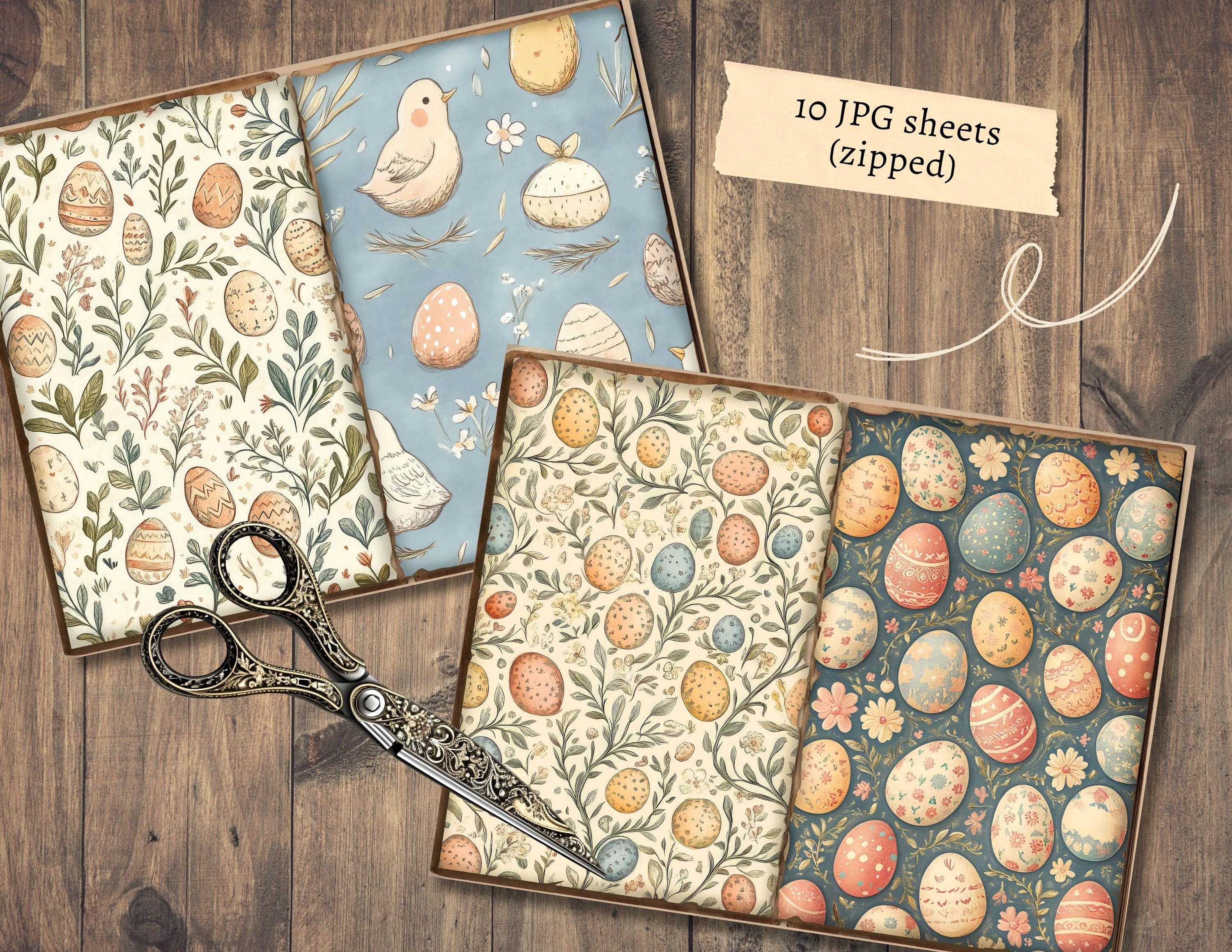 Easter Patterns Junk Journal Pages, Digital Scrapbook, Floral Bunny ...