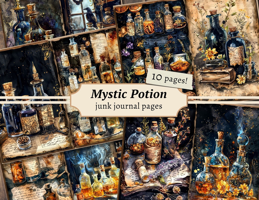 Mystic Potion Junk Journal Pages, Digital Scrapbook Paper Kit, Alchemy ...
