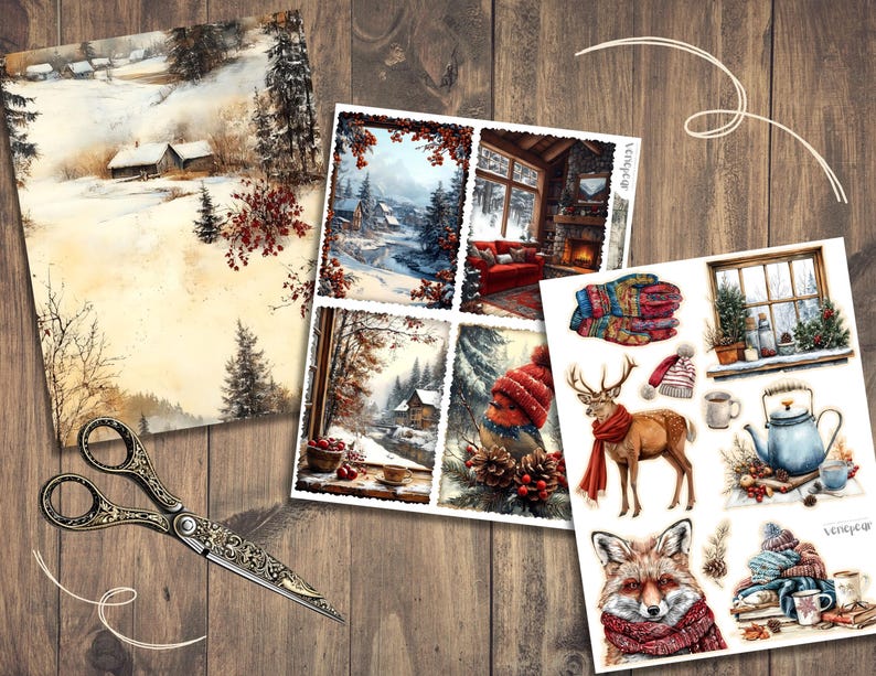 Cozy Winter Add on Junk Journal Kit, Digital Scrapbook Paper, Snow ...