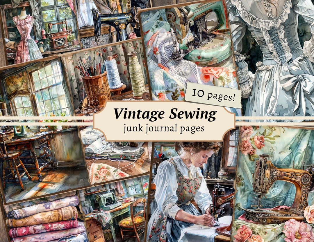 Vintage Sewing Junk Journal Pages, Digital Scrapbook Paper, Victorian ...