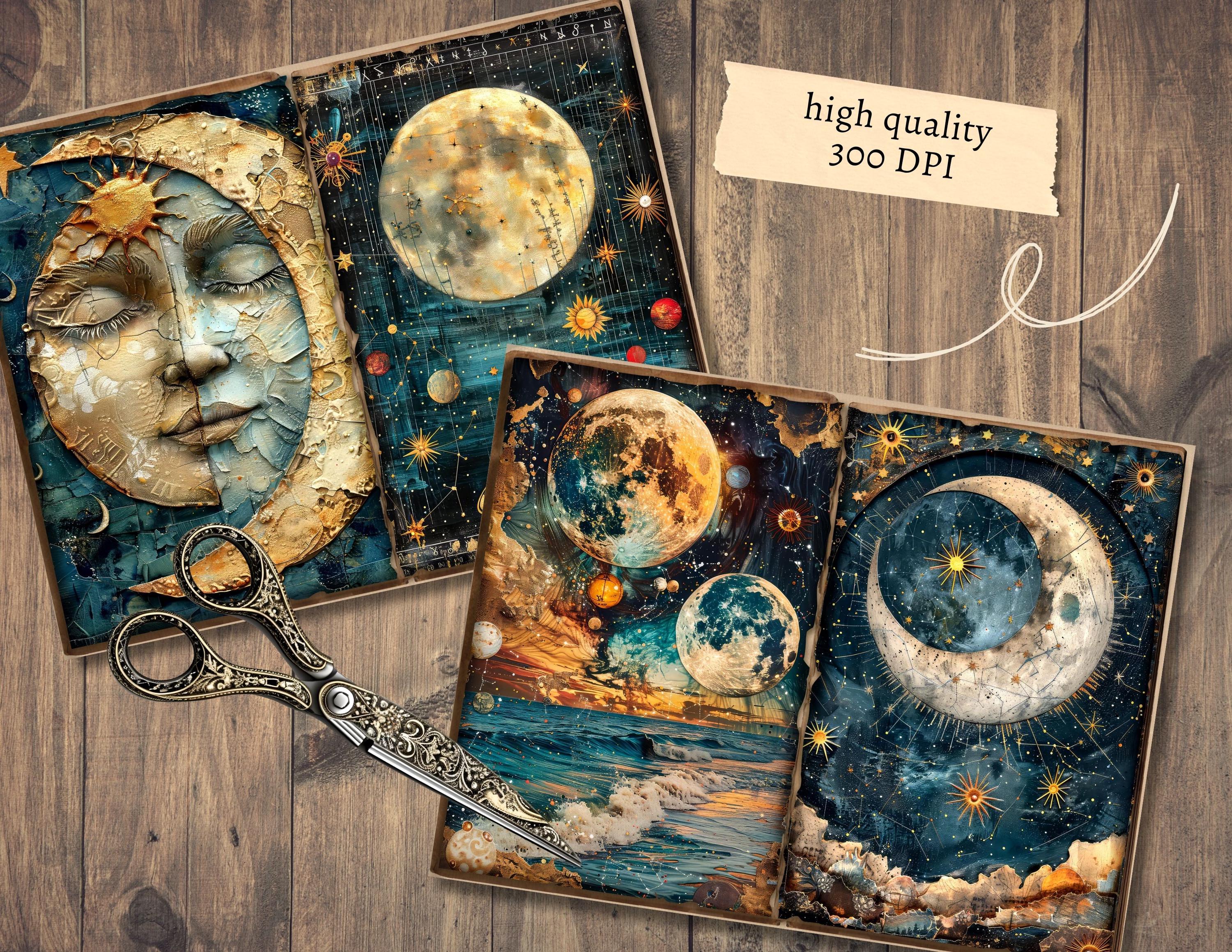 Celestial Junk Journal Pages, Digital Scrapbook, Galaxy Paper Kit ...