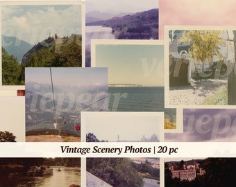 Vintage Color Photos | 20x | printable scenery photographs | old polaroids cityscape | download nature pictures | digital ephemera bundle