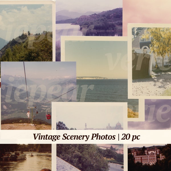 Vintage Color Photos | 20x | printable scenery photographs | old polaroids cityscape | download nature pictures | digital ephemera bundle