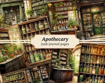 Apothecary Junk Journal, Digital Scrapbook Paper Kit, Blank Printable ...