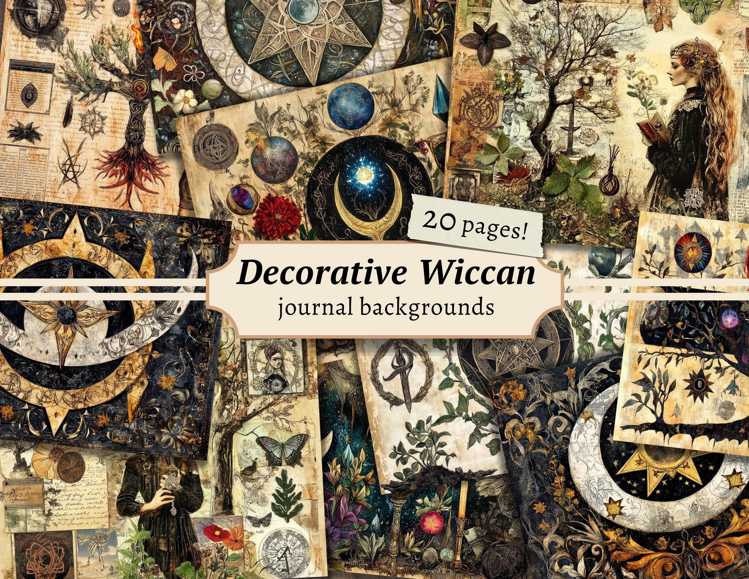 Decorative Wiccan Papers, Pagan Junk Journal Page, Digital Scrapbook ...