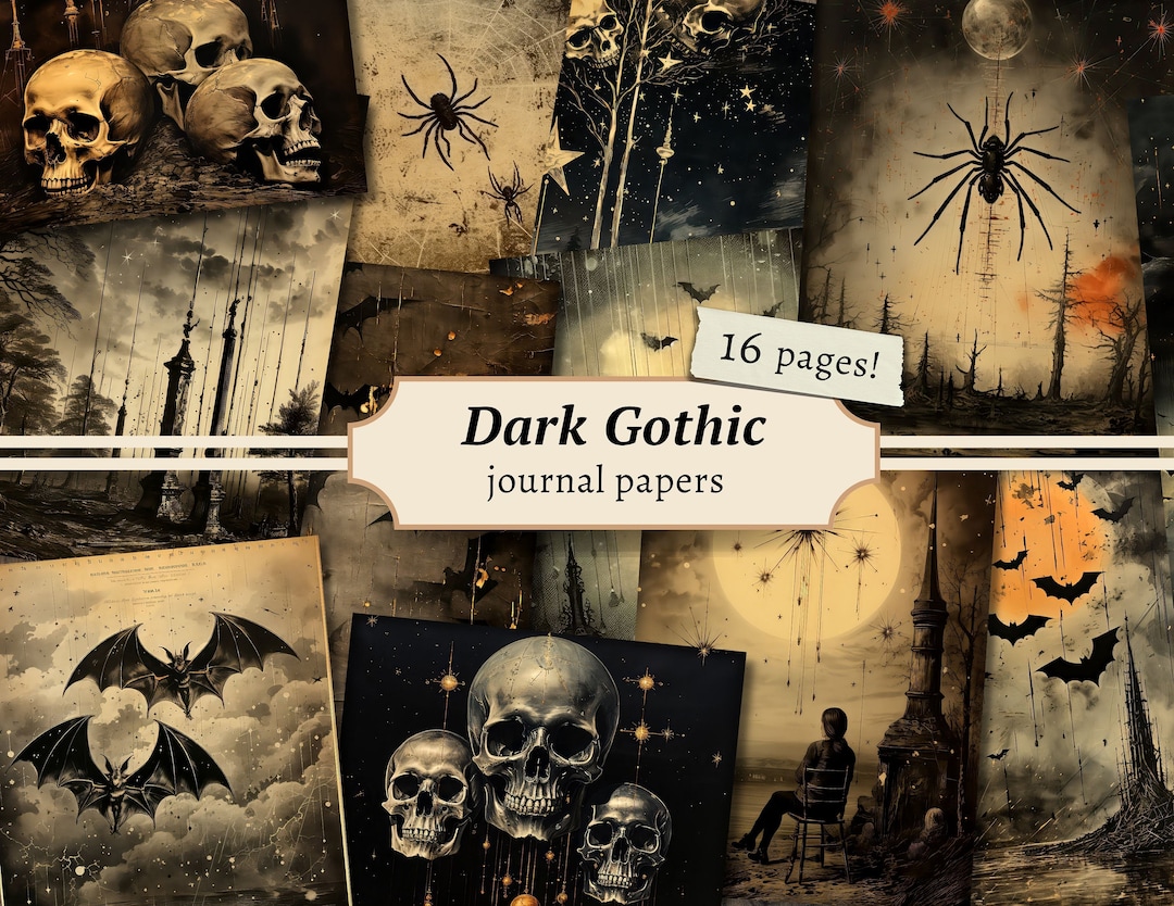 Dark Gothic Junk Journal Papers, Digital Scrapbook Kit, Mystical ...