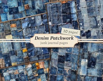 ◆THE MUSEUM VISITOR◆ HAND STITCHED DIGITAL DENIM COLLAGE P THE MUSEUM VISITOR