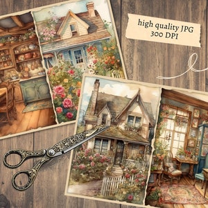 Cozy Cottage Junk Journal Pages, Digital Cottagecore Scrapbook Paper ...