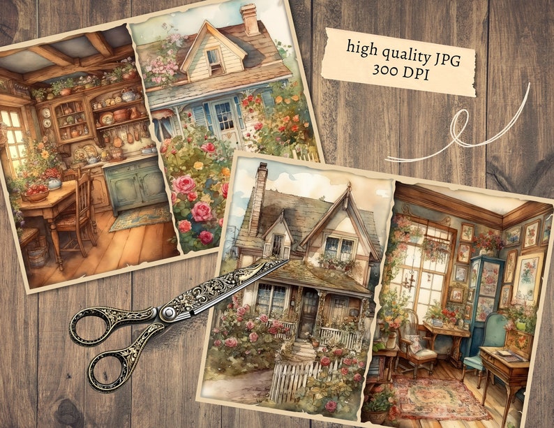 Cozy Cottage Junk Journal Pages, Digital Cottagecore Scrapbook Paper ...