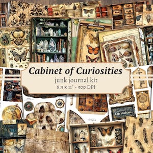 Kit de diario basura de gabinete de curiosidades, papel para álbum de recortes digital, imprimible de historia natural, páginas de ciencia victorianas, artesanía de efímeras antiguas