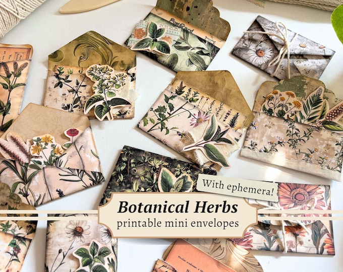 Botanical Ephemera Pack, Junk Journal Ephemera, Postcard, Collage Sheet ...